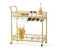 Desserte Bar - VEVOR - Chariot de Rangement Chariot de Service en Acier et Verre Trempé 2 Étages 55 kg