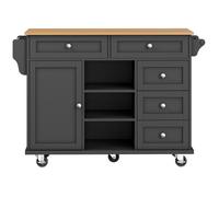 desserte - billot Desserte cuisine 134x46x92cm - Meuble rangement tiroirs mobile/fixe