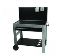 Somagic Barbecues Chariot pour Plancha Halong Bois FSC® avec crédence et plateau acier 100×61 cm