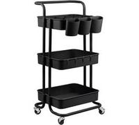 Vivezen - Desserte, Chariot de Rangement à roulettes avec poignée - 3 étagères - 2 Coloris Disponibles