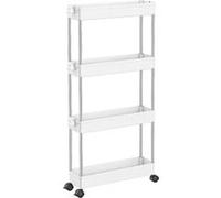 Linxor – Desserte chariot de rangement étroit à roulettes, 4 étagères, 2 coloris