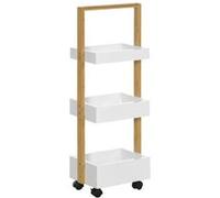 HOMCOM Chariot de Rangement 3 Paniers Blanc sur Roulettes Design Compact 28x18x75cm | Aosom France