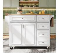 Desserte Cuisine à Roulettes Blanc 110×45-75×92 cm - Plateau Rabattable, Rangements Modulables & Gain de Place Idéal Petite Cuisine