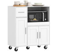 Desserte cuisine à roulettes - HOMCOM - plateau coulissant, tiroir, placards 3 portes - panneau de particules - 80x40x88,7cm -