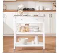 Desserte Cuisine à Roulettes - SoBuy - FKW47-II-W - Plateau Inox - Tiroir et Étagères - 81x45x90cm
