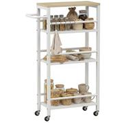 Desserte cuisine - HOMCOM - 4 niveaux - sur roulettes - porte-serviettes et 6 crochets - bois - 50 x 20 x 81 cm - chêne