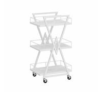 Desserte Cuisine pour Garde-Manger Chariot À roulettes 3 Niveaux, De Rangement Cuisine en Fer avec, Panneau Écologique, Service pour La Maison Et L'hôtel Chariot de Rangement(White)