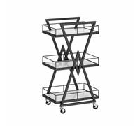 Desserte Cuisine pour Garde-Manger Chariot À roulettes 3 Niveaux, De Rangement Cuisine en Fer avec, Panneau Écologique, Service pour La Maison Et L'hôtel Chariot de Rangement(Black)
