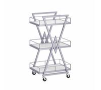 Desserte Cuisine pour Garde-Manger Chariot À roulettes 3 Niveaux, De Rangement Cuisine en Fer avec, Panneau Écologique, Service pour La Maison Et L'hôtel Chariot de Rangement(Blue,Silver)