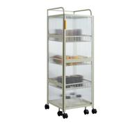 Desserte Cuisine pour Garde-Manger Chariot De Rangement Cuisine Rotatif D'angle Avec Porte D'armoire, Support Gratuit Pour Panier À Légumes, En Acier Au Carbone Chariot de Rangement(White,5 Tier)