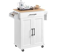 Desserte Cuisine sur Roulettes - 1 Tiroir/Armoire - Etagère Réglable/Porte Serviette/Porte-épices - 66 × 45,5 × 91,5 cm - Yaheetech