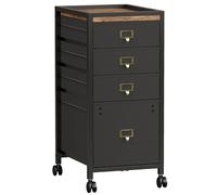 DESSERTE DE BUREAU - Caisson Bureau de Rangement à 4 Tiroirs Mobile en métal 37 cm x 30 cm x 66 cm - Noir