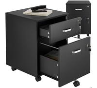 Desserte de bureau - TECTAKE - Caisson de bureau VAGUR avec 2 tiroirs et 5 roulettes pivotantes, 40 x 44 x 54,5 cm - Noir