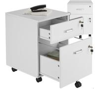 Desserte de bureau - TECTAKE - Caisson de bureau VAGUR avec 2 tiroirs et 5 roulettes pivotantes, 40 x 44 x 54,5 cm - Blanc