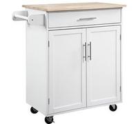 Desserte De Cuisine - 2 Portes, Étagère, Tiroir, Porte-Torchons - Bois Hévéa Pin Blanc