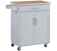 HOMCOM Desserte de Cuisine sur roulettes Chariot de Service Ilot de Cuisine avec tiroir de Placard et Porte-torchons - 83l x 45P x 91,5H cm Gris