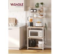 Desserte De Cuisine, 6 Crochets, 40 x 60 x 167 cm, Doré Chêne et Blanc Nuage