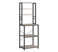 Desserte De Cuisine, 6 Crochets, 40 x 60 x 167 cm, Grège Chiné et Noir d'Encre