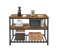 Desserte de cuisine à 3 étagères - PROMICAL- Marron rustique et noir - Structure en acier-Îlot de Cuisine-105 x 40 X 90cm