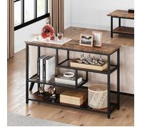 Desserte de cuisine à 3 étagères,TABLE CONSOLE,VINTAGE,100X30X75CM,Marron rustique et noir - Structure en VERRE