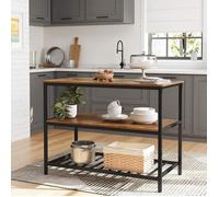 Desserte de cuisine à 3 étagères VASAGLE - Marron rustique et noir - Structure en acier