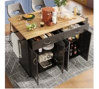 Desserte de cuisine à roulettes 106 x 50-78 x 90 cm Îlot de cuisine Chariot de cuisine extensible avec 4 portes 2 tiroirs - noir