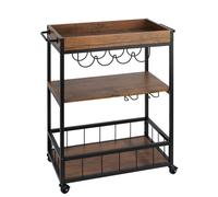 Wenko - Desserte de cuisine à roulettes en métal et MDF - Noir et Marron Marron G