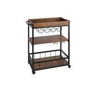 - Desserte de cuisine à roulettes en métal et MDF - Noir et Marron