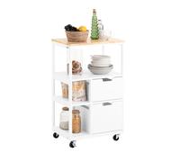 Desserte de Cuisine à roulettes FKW111-WN SoBuy - avec 2 Tiroirs et 3 Etagères - Support à Épices - 53 x 37 x 89,5 cm