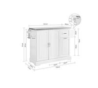 SoBuy Îlot de Cuisine Roulant Blanc avec Plan Extensible