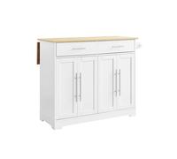 Desserte de cuisine à roulettes - SOBUY - Îlot central - Plan de travail extensible - 2 tiroirs - Étagères réglables