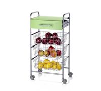 Desserte de cuisine alesia pistache - 3 paniers, tiroir et plateau d'appoint Don Hierro