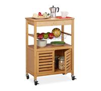 Desserte de cuisine en bambou - RELAXDAYS - HxlxP 82 x 59,5 x 35 cm - Roues avec freins