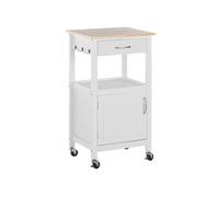 Chariot Desserte de Cuisine à Roulettes avec Armoire et 1 Tiroir MDF Blanc Siena