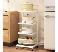 Desserte de Cuisine, Chariot de Rangement à roulettes avec 3 tiroirs, tiroir Coulissant Rotatif, Meuble d'angle, Rangement pour Garde-Manger avec Panier en Filet, Blanc - 4 Planches et 1 pan