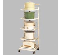 Desserte de Cuisine, Chariot de Rangement à roulettes pour Assiettes et boîtes, Meuble de Cuisine et Support pour Micro-Ondes, 5 étagères Blanches, Design élégant et Peu encombrant pour la m