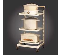 Desserte de Cuisine, Chariot de Rangement étroit et Pliable pour casseroles et poêles, Micro-Ondes, étagères Blanches à 3 Niveaux, Meuble de Cuisine Peu encombrant