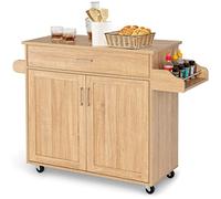Desserte de Cuisine, Chariot de Rangement Roulant avec Grand tiroir, étagère réglable, Plan de Travail en Bois, Chariot de Service Utilitaire pour épices, pour Salle à Manger, Salon (Brun ro