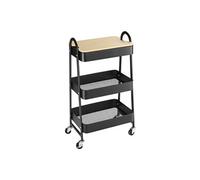 HOMCOM Desserte Chariot de Rangement en Acier à roulettes avec 3 Niveaux, Plateau MDF, poignées dim. 45L x 31l x 79,4H cm