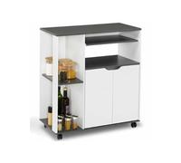 IDMarket - Desserte de cuisine COSI bois blanc et plateau gris L.76 CM