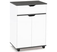 Desserte de cuisine cosy placard avec tiroir bois blanc et plateaux gris l.60 cm