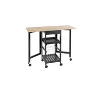 - Desserte de cuisine dépliante 6 roulettes - Noir