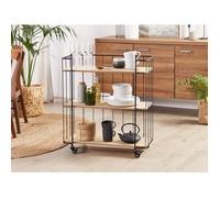 Desserte de cuisine en bois clair et métal noir GABBS - BELIANI - 3 étagères - Roulettes