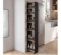 Desserte de cuisine gain de place HAGA chariot de rangement à 6 étages noir et façon hêtre H. 177 cm