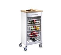 Desserte de cuisine KARA, blanc-inox-Bois Orme Don Hierro