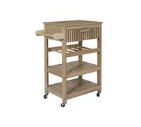 Desserte de Cuisine Multi-Rangement Effet Bois avec Tasseaux - PAJAN -