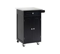HomCom Desserte de cuisine multi-rangements 1 tiroir 2 portes étagère porte-torchons MDF Noir G