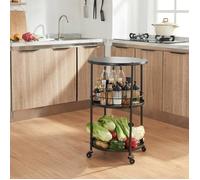 [en.casa] Chariot de Service Desserte à roulettes Design avec 3 Étagères Rondes pour Boissons Légumes Snacks Casseroles pour Cuisine Salle de Bain Bureau Métal 75 x 45 cm Noir