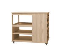 Desserte de cuisine naturelle avec range bouteilles BATZ 5 étagères avec roulettes 100 x 60 x 89 cm