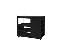 Desserte de cuisine noire avec range bouteilles BATZ 5 étagères avec roulettes 100 x 60 x 89 cm